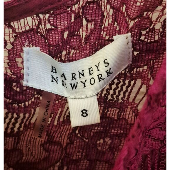 Barneys New York Purple Lace Insert Knee Length Sheath Dress Size 8 EUC - Picture 7 of 9